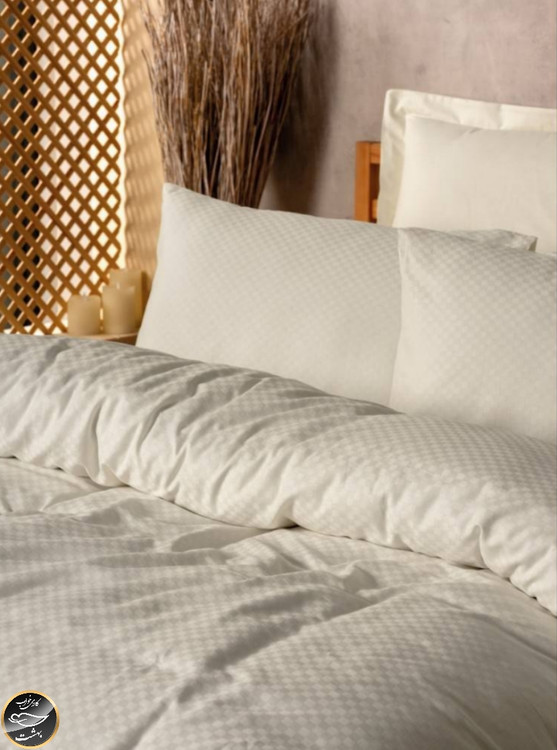 ست کاور لحاف دونفره Plaid- Krem (چهار تکه - کرم روشن)