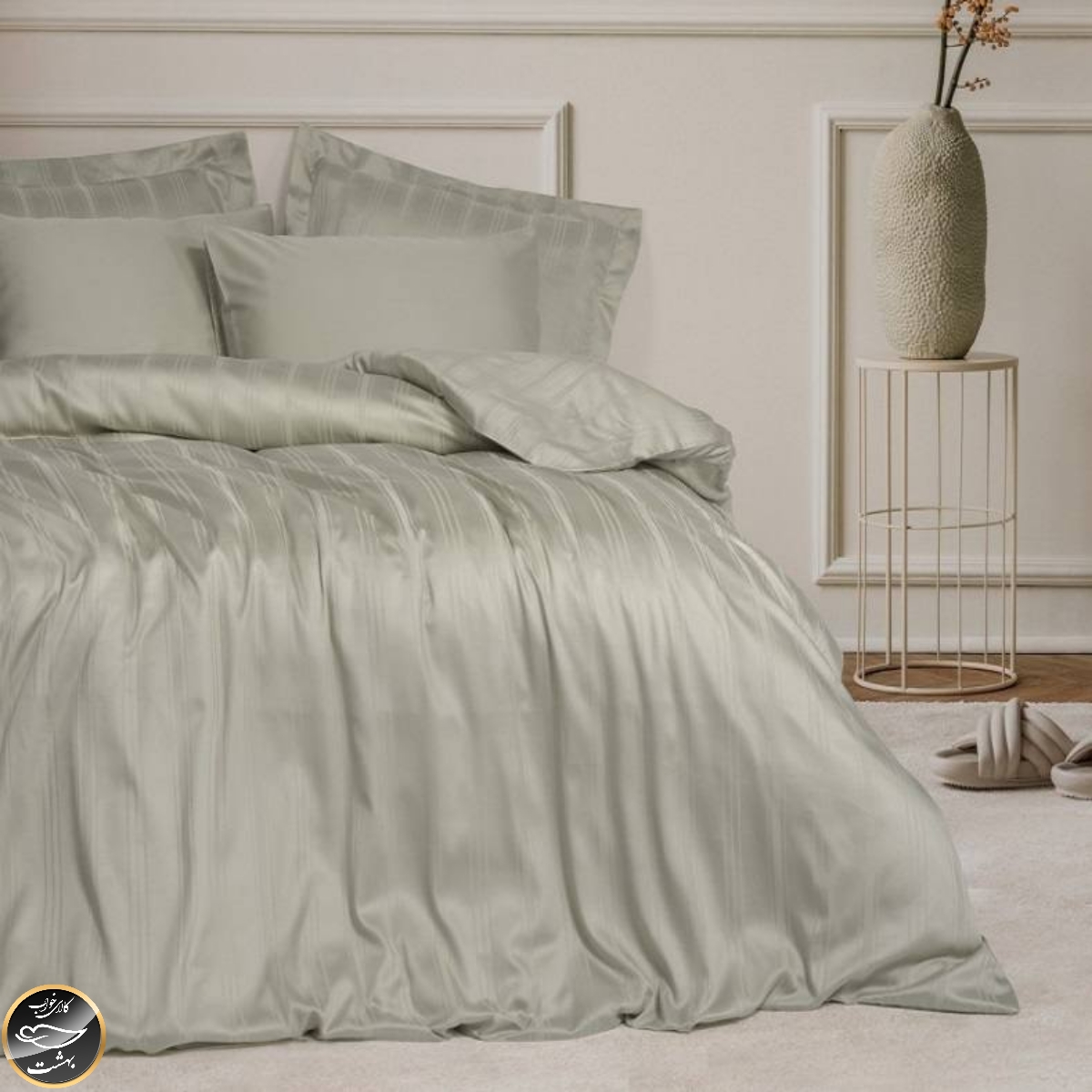 ست کاور لحاف ساتن دونفره Smart Bamboo مدل Smart Bamboo - Bej (شش تکه - بژ)