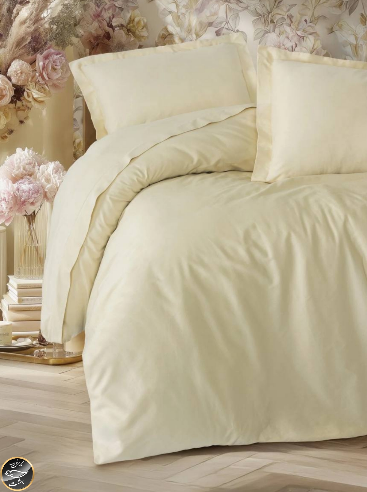 ست کاور لحاف ساتن یک نفره Elegant (سه تکه - بژ)