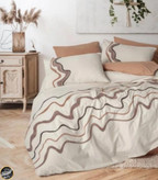 ست کاور لحاف دونفره برجسته Puff Nakisli مدل Molende Karamel (شش تکه)