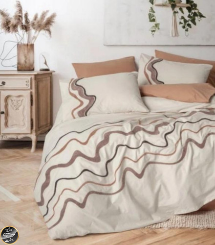 ست کاور لحاف دونفره برجسته Puff Nakisli مدل Molende Karamel (شش تکه)