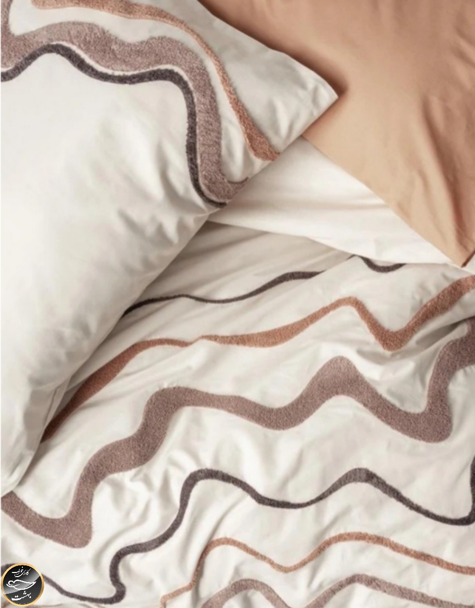 ست کاور لحاف دونفره برجسته Puff Nakisli مدل Molende Karamel (شش تکه)