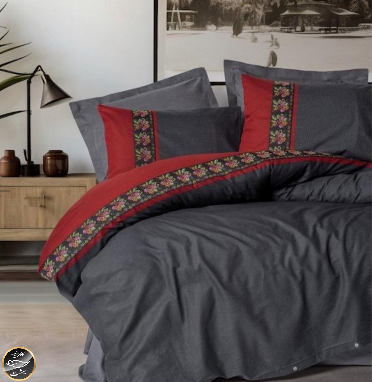 ست کاور لحاف یک نفره (سه تکه) Folk Art - Lienzo Antrasit