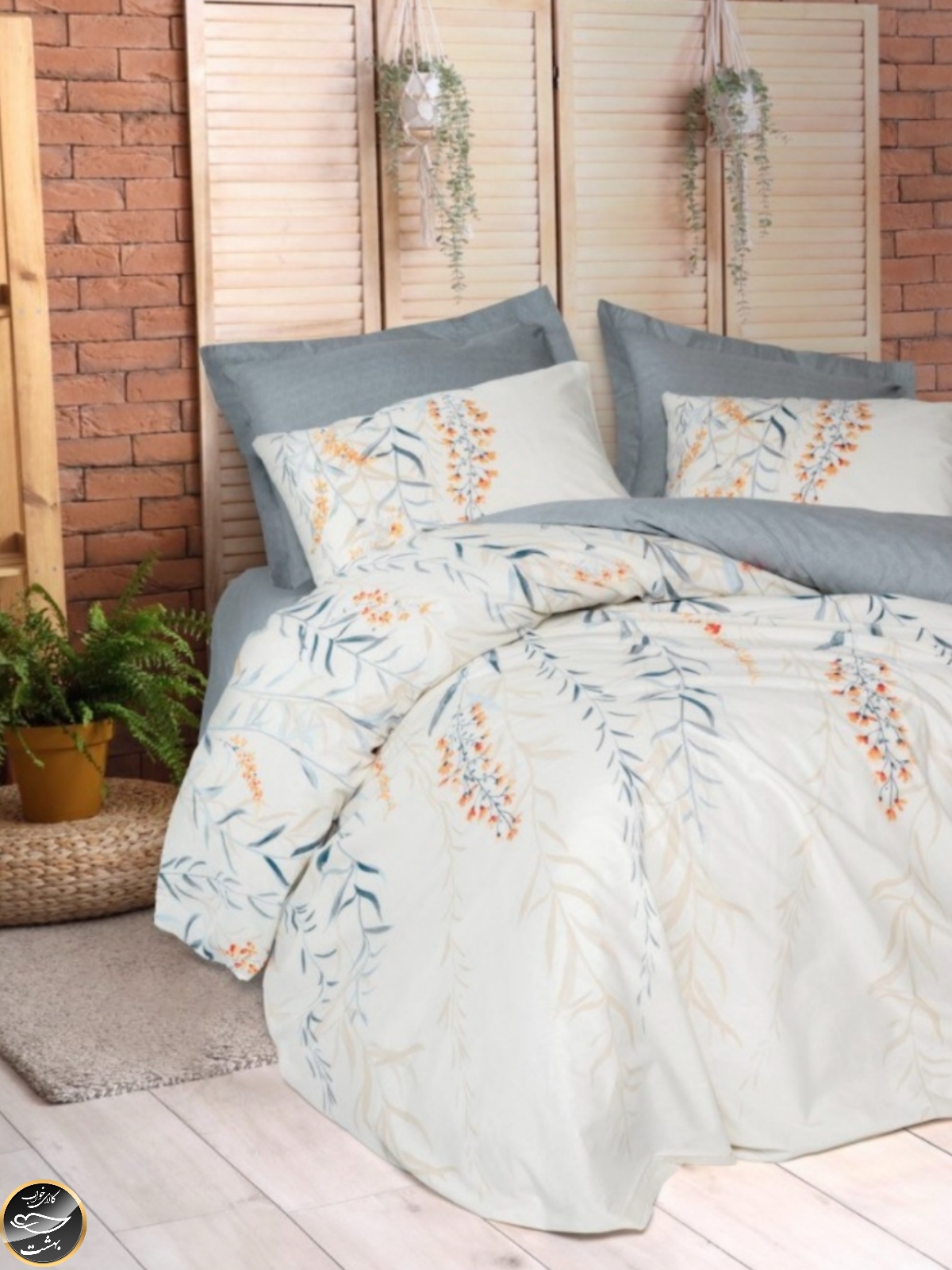 ست کاور لحاف یک نفره (سه تکه) Mode Line - Hidera Indigo