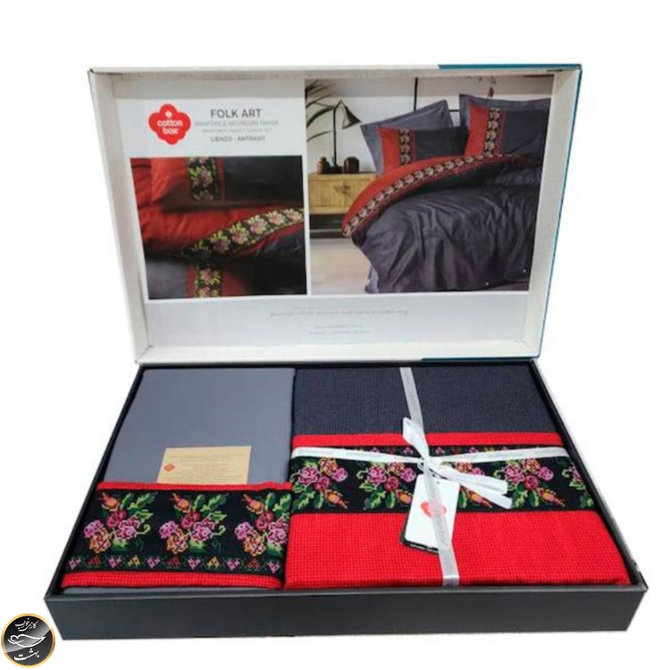 ست کاور لحاف دونفره Folk Art - Lienzo Antrasit (چهار تکه)