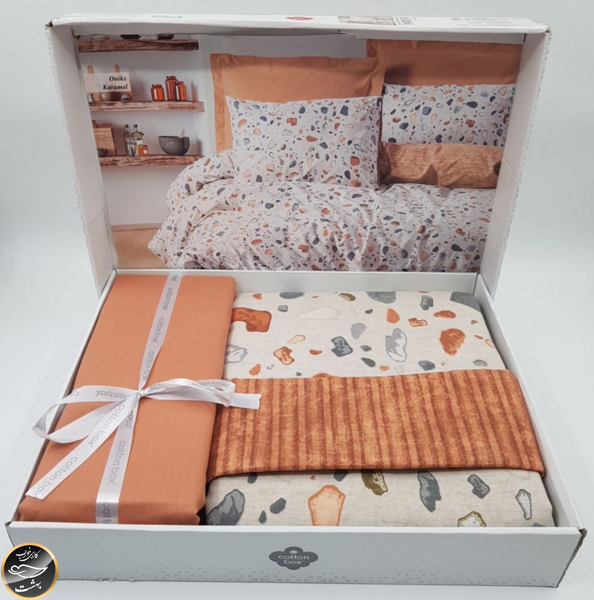 ست کاور لحاف دونفره Minimal - Oniks Karamel (چهار تکه)