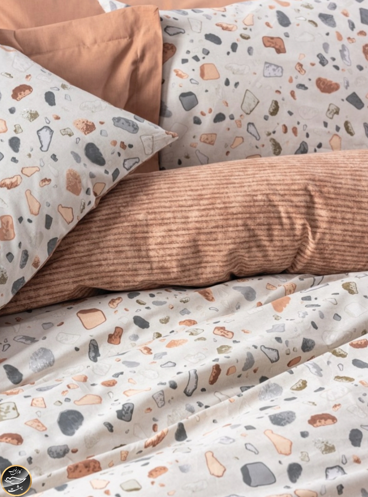 ست کاور لحاف دونفره Minimal - Oniks Karamel (چهار تکه)