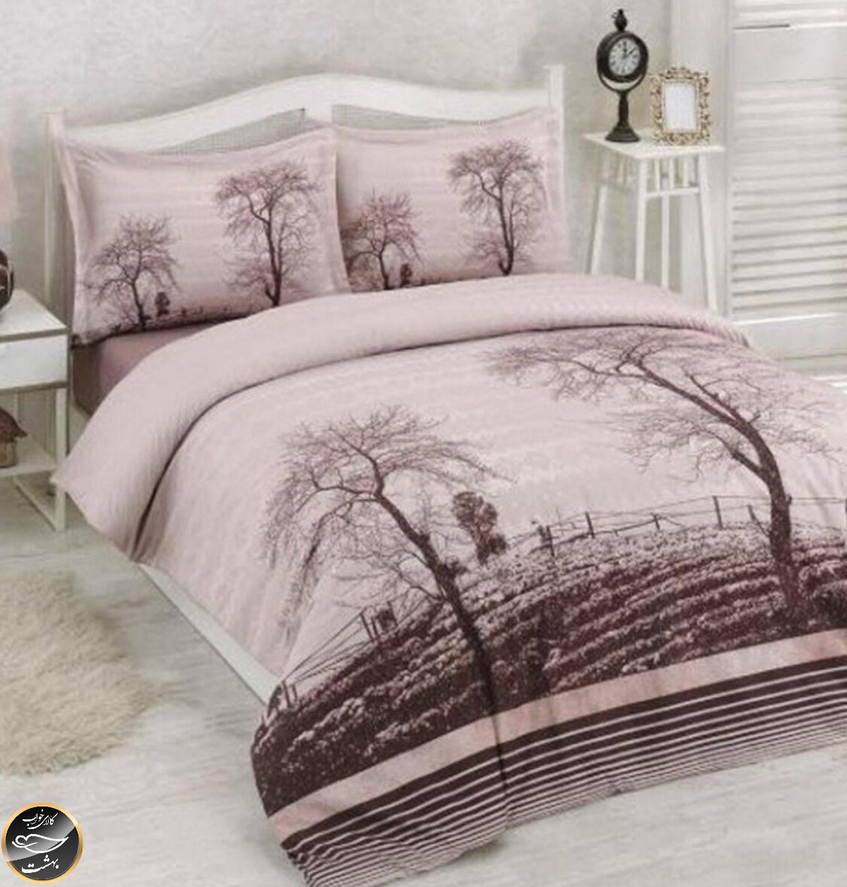 ست کاور لحاف دونفره Wood Kahve (چهار تکه)