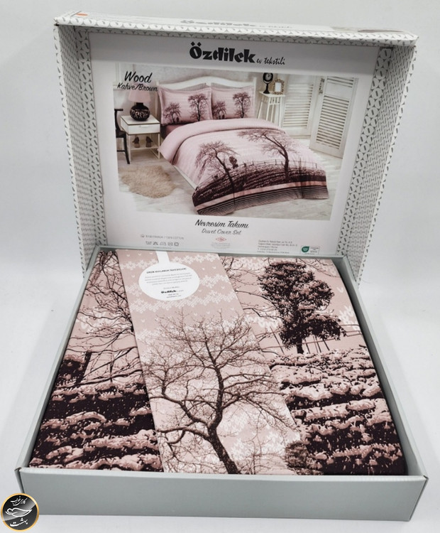 ست کاور لحاف دونفره Wood Kahve (چهار تکه)