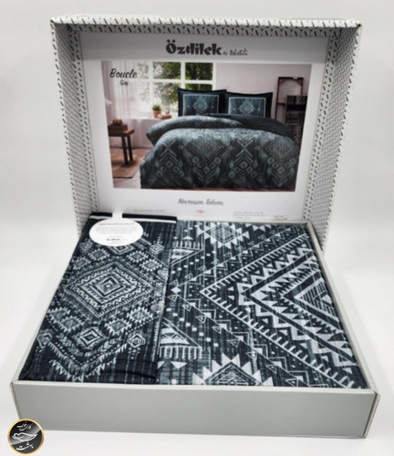 ست کاور لحاف دونفره برند ازدلیک ترک (چهار تکه) Boucle Gri