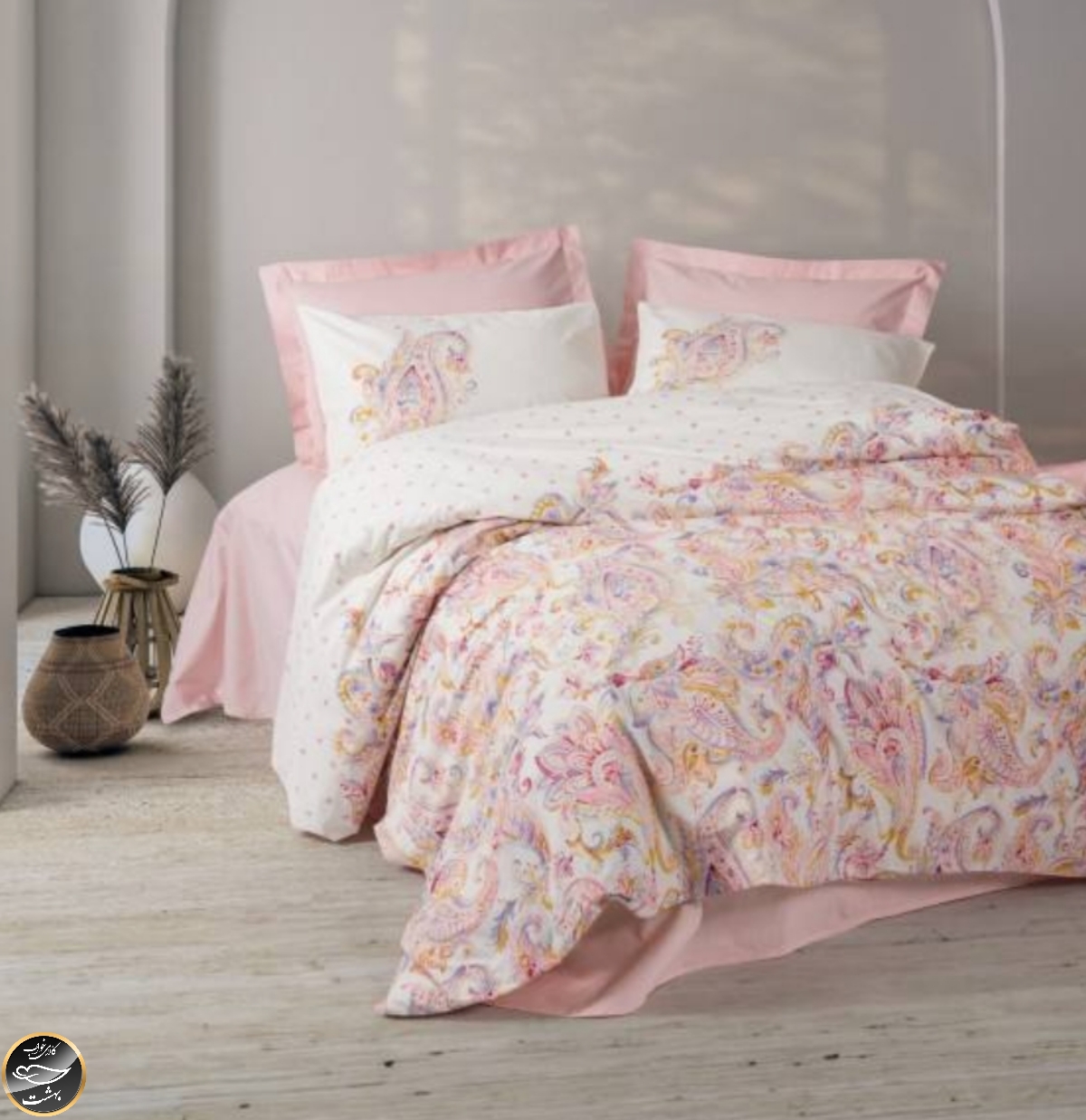 ست کاور لحاف دونفره Bohem - Muna Pembe (چهار تکه)