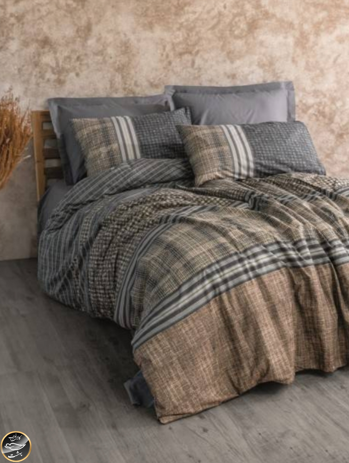 ست کاور لحاف دونفره Toprak - Timbre Antrasit (چهار تکه)