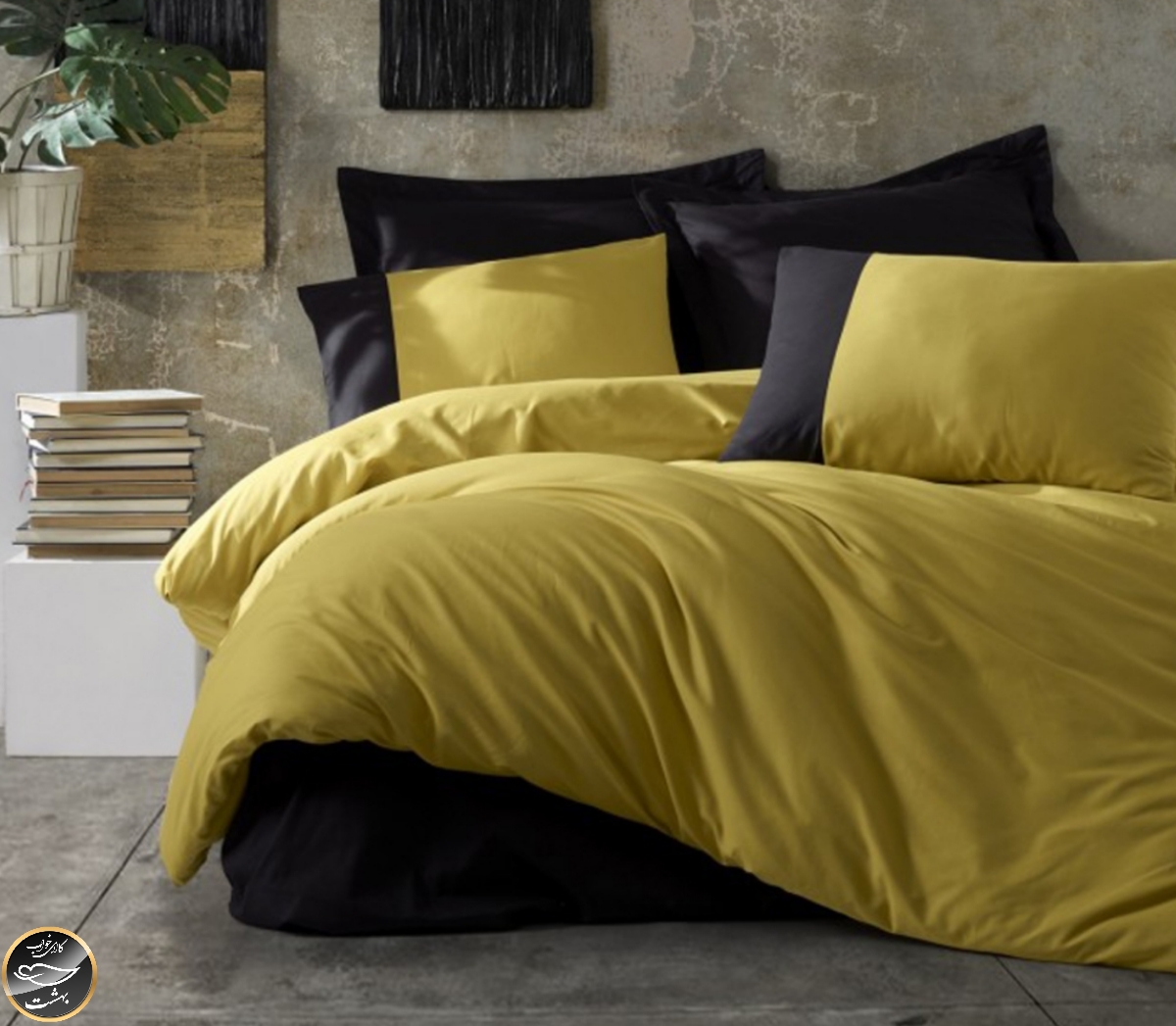 ست کاور لحاف دونفره Plain - Hardal Siyah (چهار تکه)