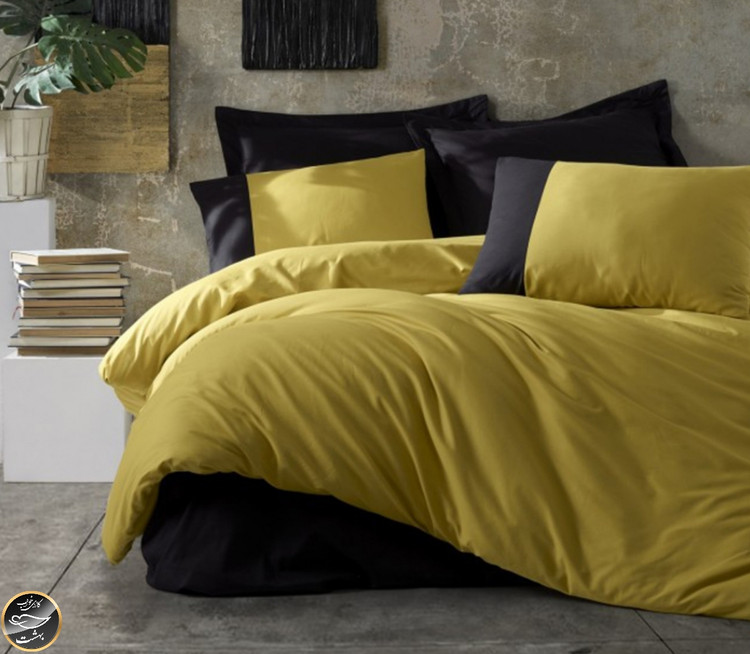 ست کاور لحاف دونفره Plain - Hardal Siyah (چهار تکه)
