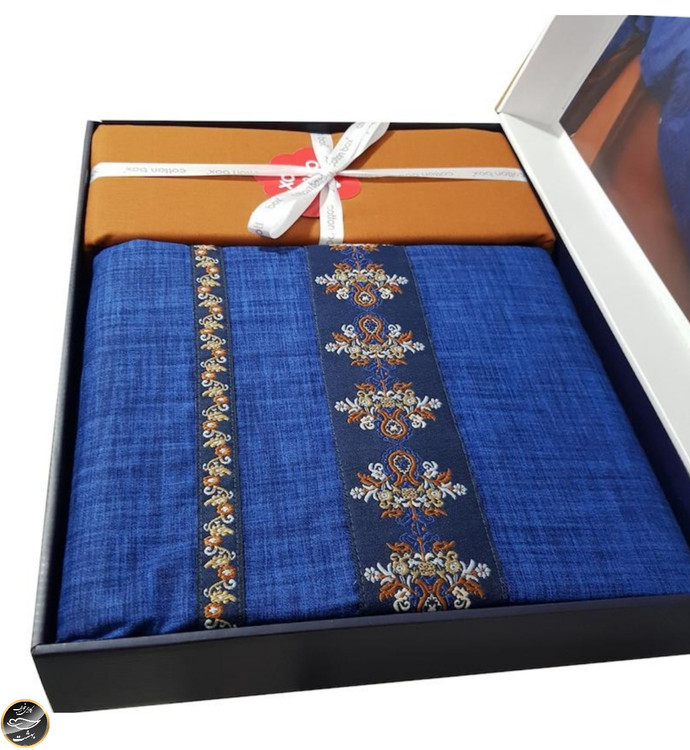 ست کاور لحاف دونفره Folk Art - Lusso Lacivert (چهار تکه)