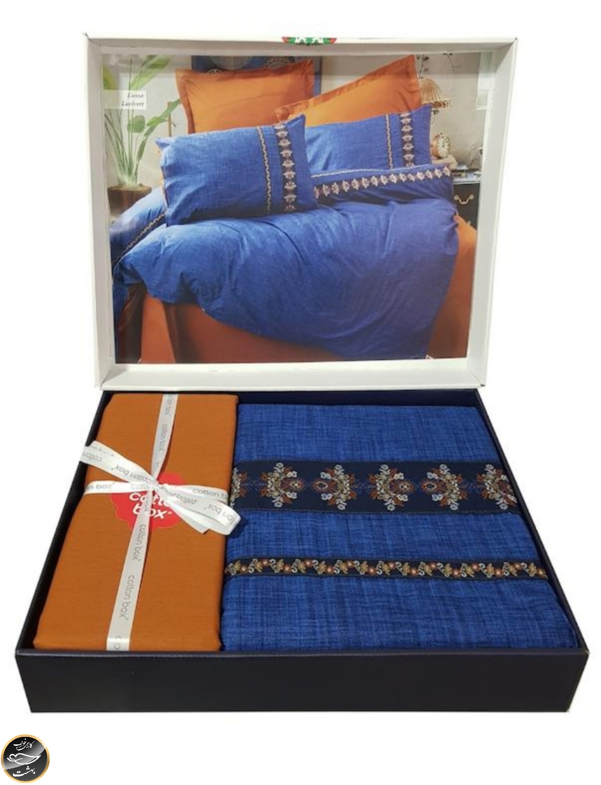 ست کاور لحاف دونفره Folk Art - Lusso Lacivert (چهار تکه)