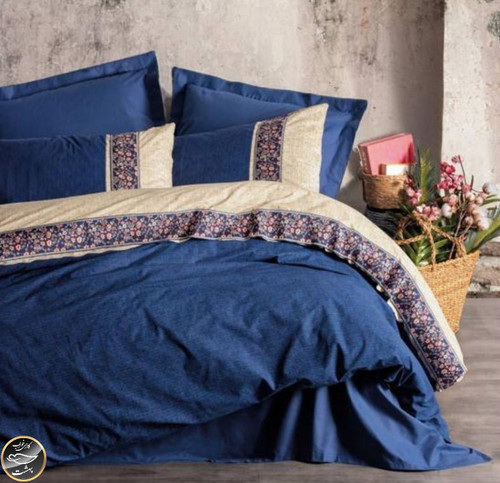 ست کاور لحاف دونفره Folk Art - Rayen Lacivert (چهار تکه)