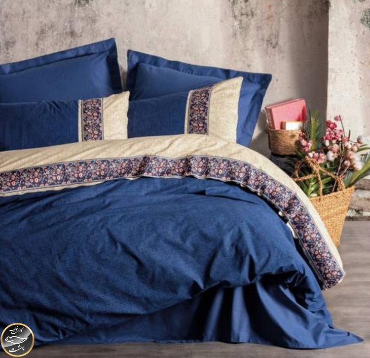 ست کاور لحاف دونفره Folk Art - Rayen Lacivert (چهار تکه)