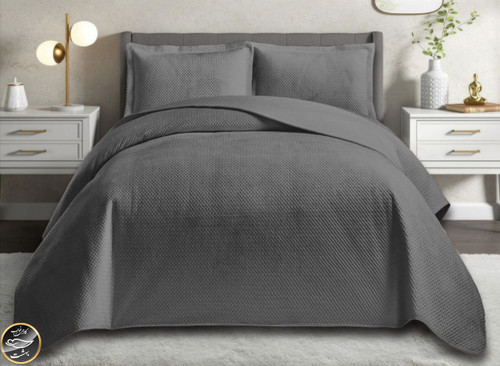 روتختی دونفره مخمل برند Toyo ترک (سه تکه - خاکستری)