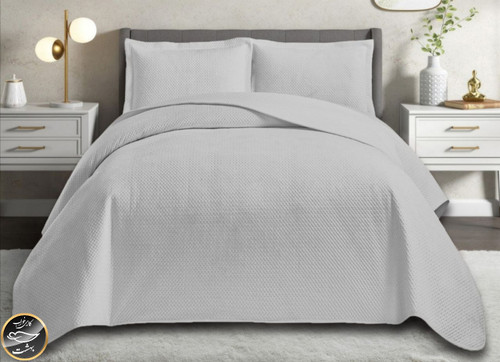 روتختی دونفره مخمل برند Toyo ترک (سه تکه - طوسی روشن)