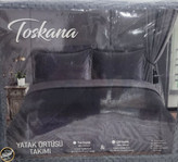 روتختی دونفره پنبه دوزی مخمل ترک (سه تکه - دودی)