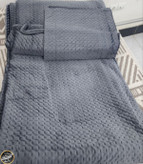 روتختی دونفره پنبه دوزی مخمل ترک (سه تکه - دودی)