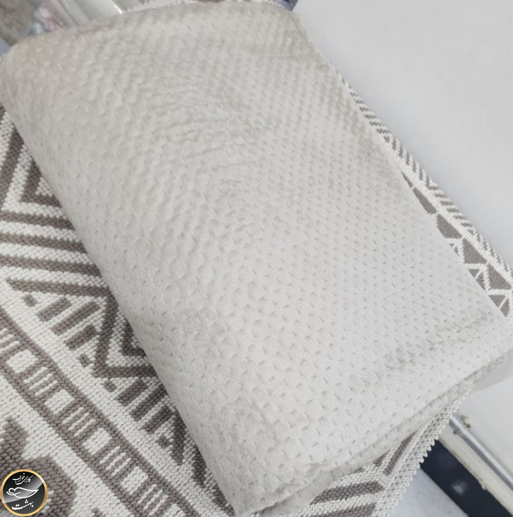 روتختی دونفره پنبه دوزی مخمل ترک (سه تکه - بژ)