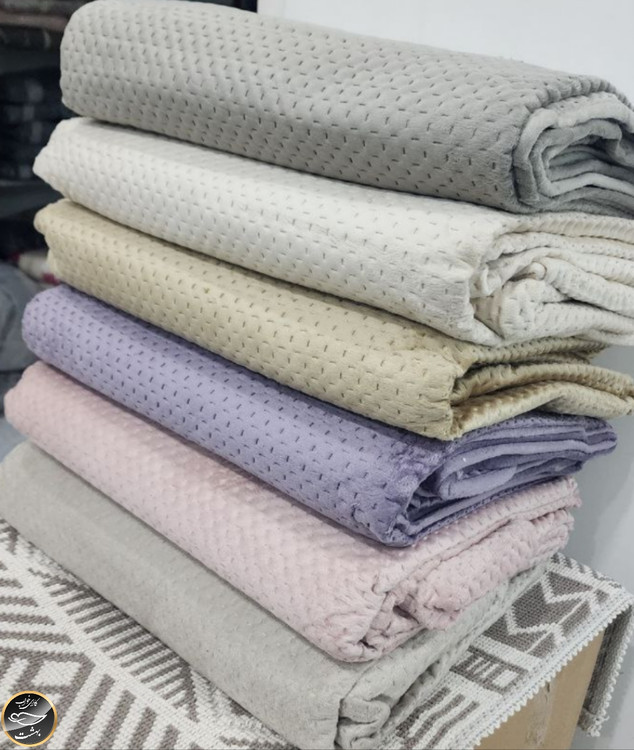 روتختی یک نفره پنبه دوزی مخمل ترک (دو تکه - نسکافه ای)