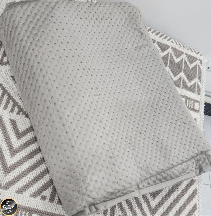 روتختی یک نفره پنبه دوزی مخمل ترک (دو تکه - طوسی تیره )