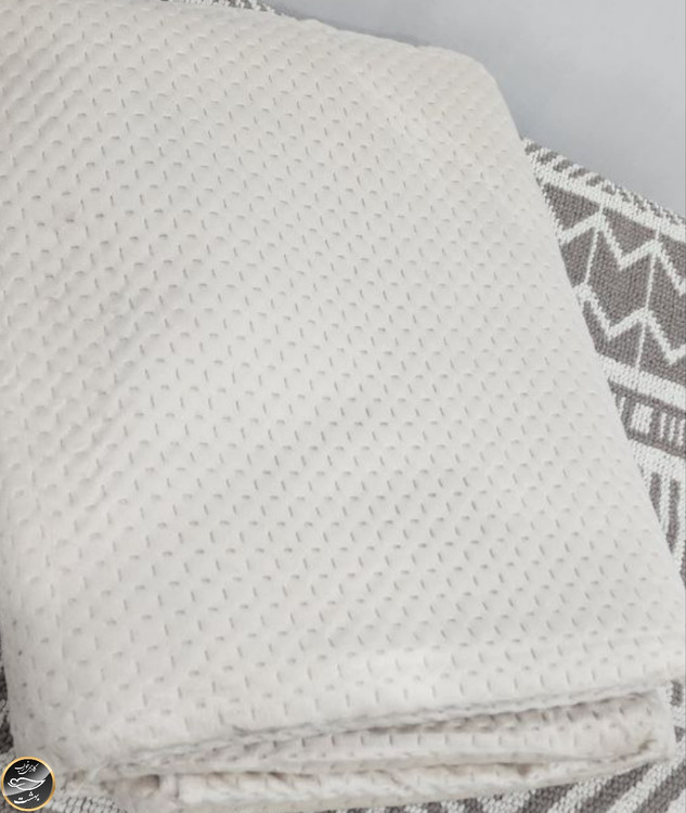 روتختی یک نفره پنبه دوزی مخمل ترک (دو تکه - کرم روشن)