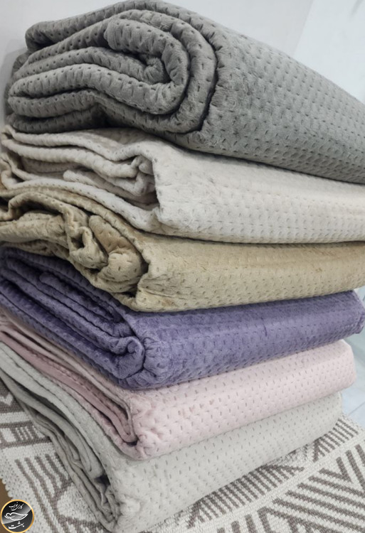 روتختی یک نفره پنبه دوزی مخمل ترک (دو تکه - کرم روشن)