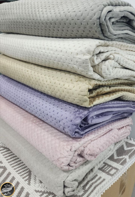 روتختی یک نفره پنبه دوزی مخمل ترک (دو تکه - کرم روشن)