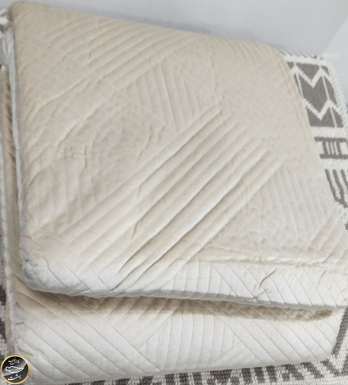 روتختی دونفره پنبه دوزی مخمل برند Toyo ترک (سه تکه - بژ)