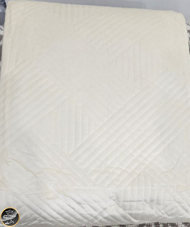 روتختی دونفره مخمل برند Toyo ترک (سه تکه - رنگ شیری)