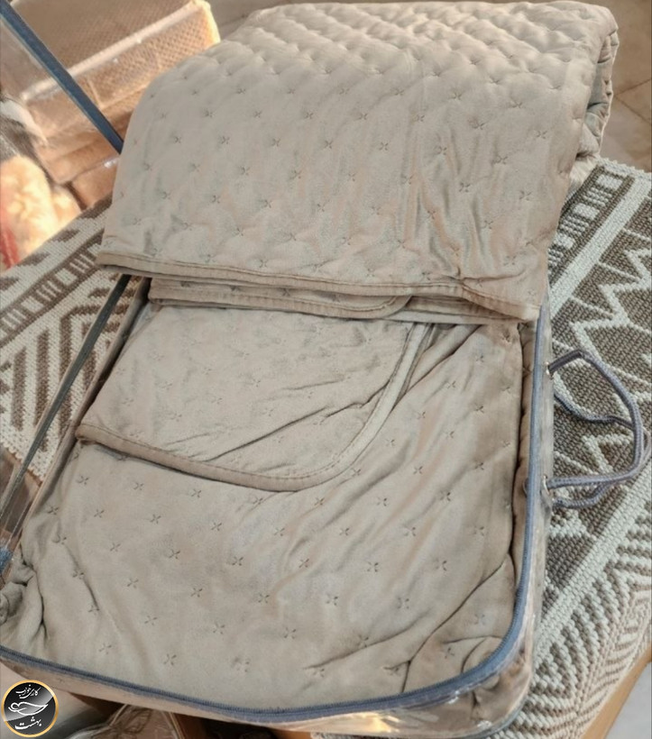 روتختی یک نفره پنبه دوزی مخمل ترک (دو تکه - بژ)