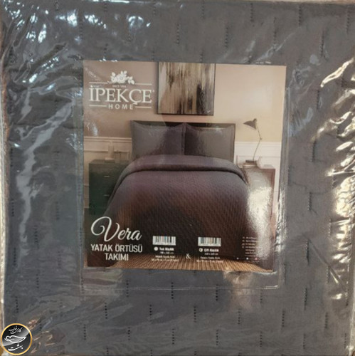 روتختی دونفره پنبه دوزی برند IPEKCE ترک (سه تکه - دودی)