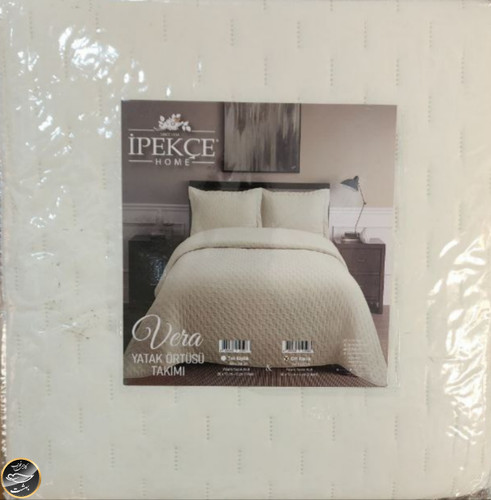 روتختی دونفره پنبه دوزی برند IPEKCE ترک (سه تکه - شیری)