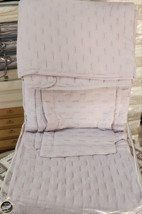 روتختی دونفره پنبه دوزی برند IPEKCE ترک (سه تکه - طوسی روشن)