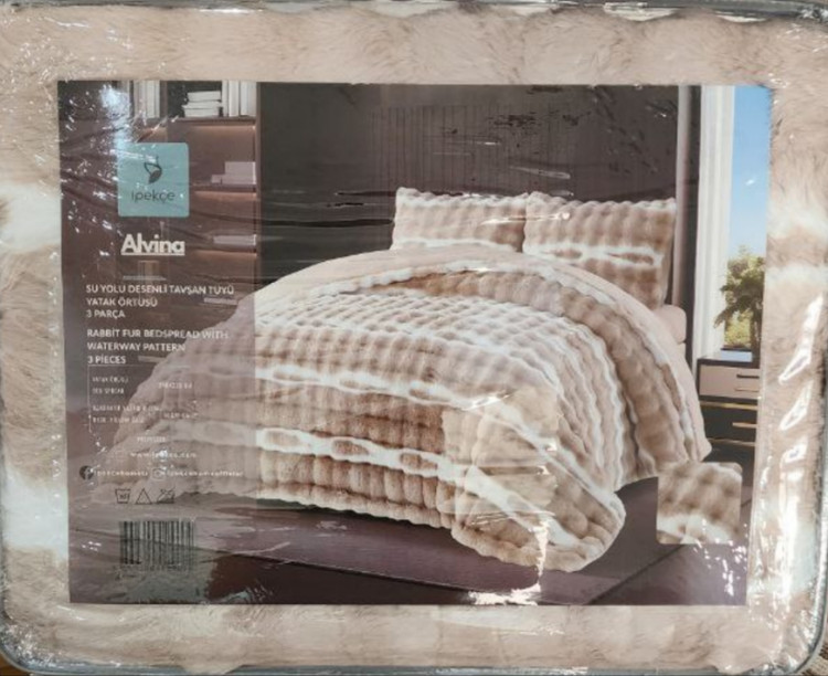 روتختی دونفره پنبه دوزی خز دار ترک (سه تکه)