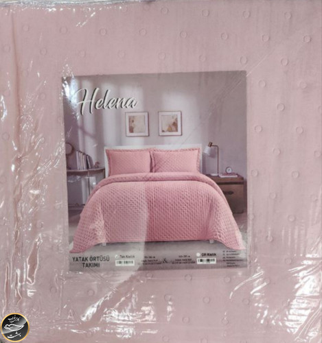 روتختی یک نفره پنبه دوزی کتان ترک (دو تکه - یاسی)