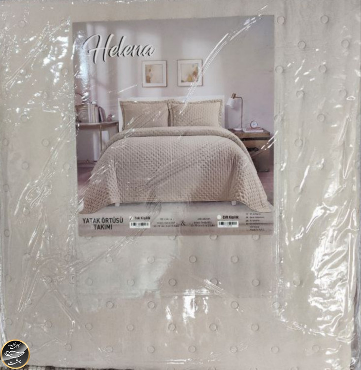 روتختی یک نفره پنبه دوزی کتان ترک (دو تکه -بژ)