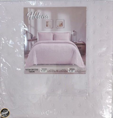 روتختی یک نفره پنبه دوزی کتان ترک (دو تکه - طوسی روشن)