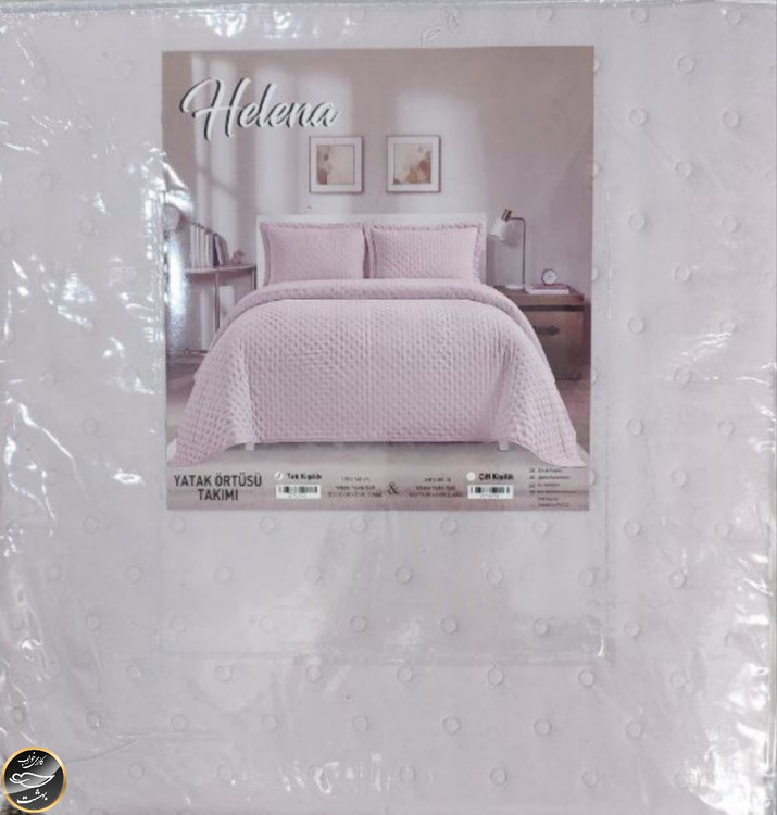 روتختی یک نفره پنبه دوزی کتان ترک (دو تکه - طوسی روشن)