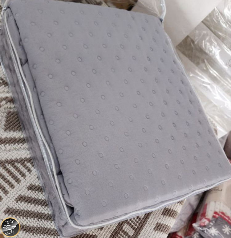 روتختی یک نفره پنبه دوزی کتان ترک (دو تکه - طوسی)