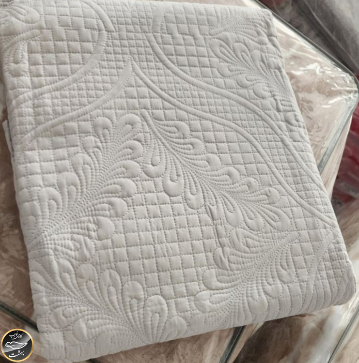 روتختی یک نفره پنبه دوزی پنبه کتان ترک (دو تکه - طوسی روشن )