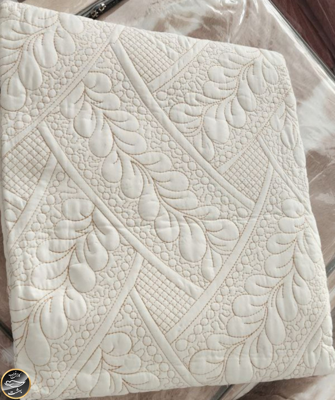 روتختی یک نفره پنبه دوزی پنبه کتان ترک (دو تکه - شیری)