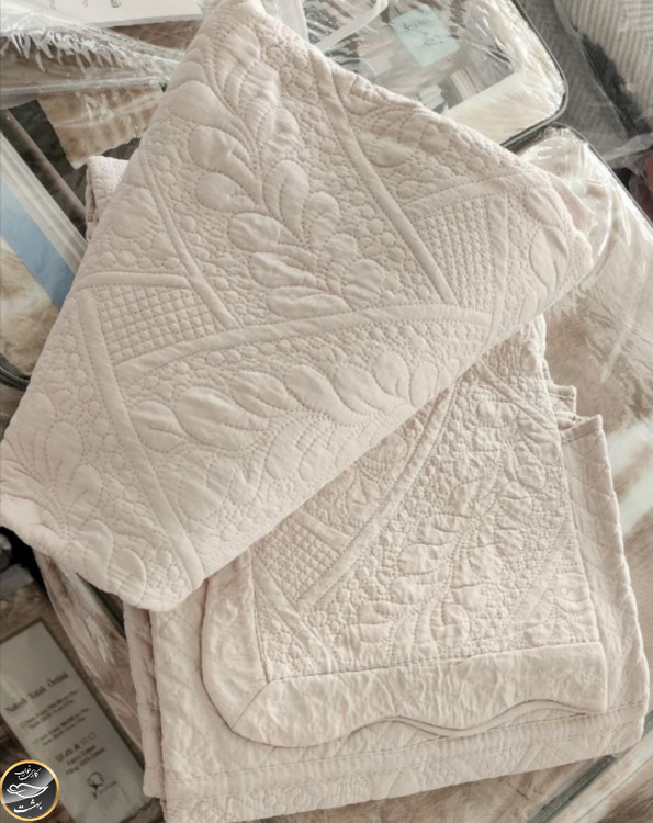 روتختی یک نفره پنبه دوزی پنبه کتان ترک (دو تکه - صورتی)