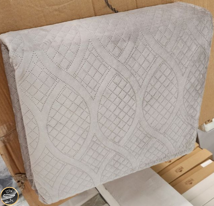 روتختی دونفره پنبه دوزی مخمل ترک (سه تکه - طوسی)