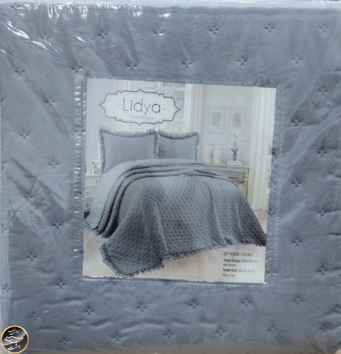 روتختی دونفره پنبه دوزی ترک (سه تکه - طوسی)