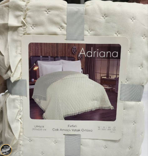 روتختی دونفره پنبه دوزی چین دار ترک ( شیری)